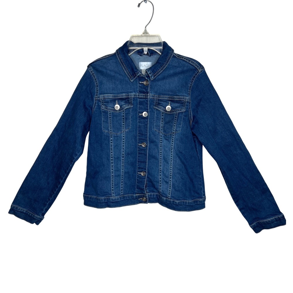 The Childrens Place Girls Denim Jacket Blue Medium Wash Size 16 XXL Jean Trucker